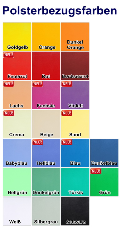 Wählensie die Farbe des Polsterbezugs